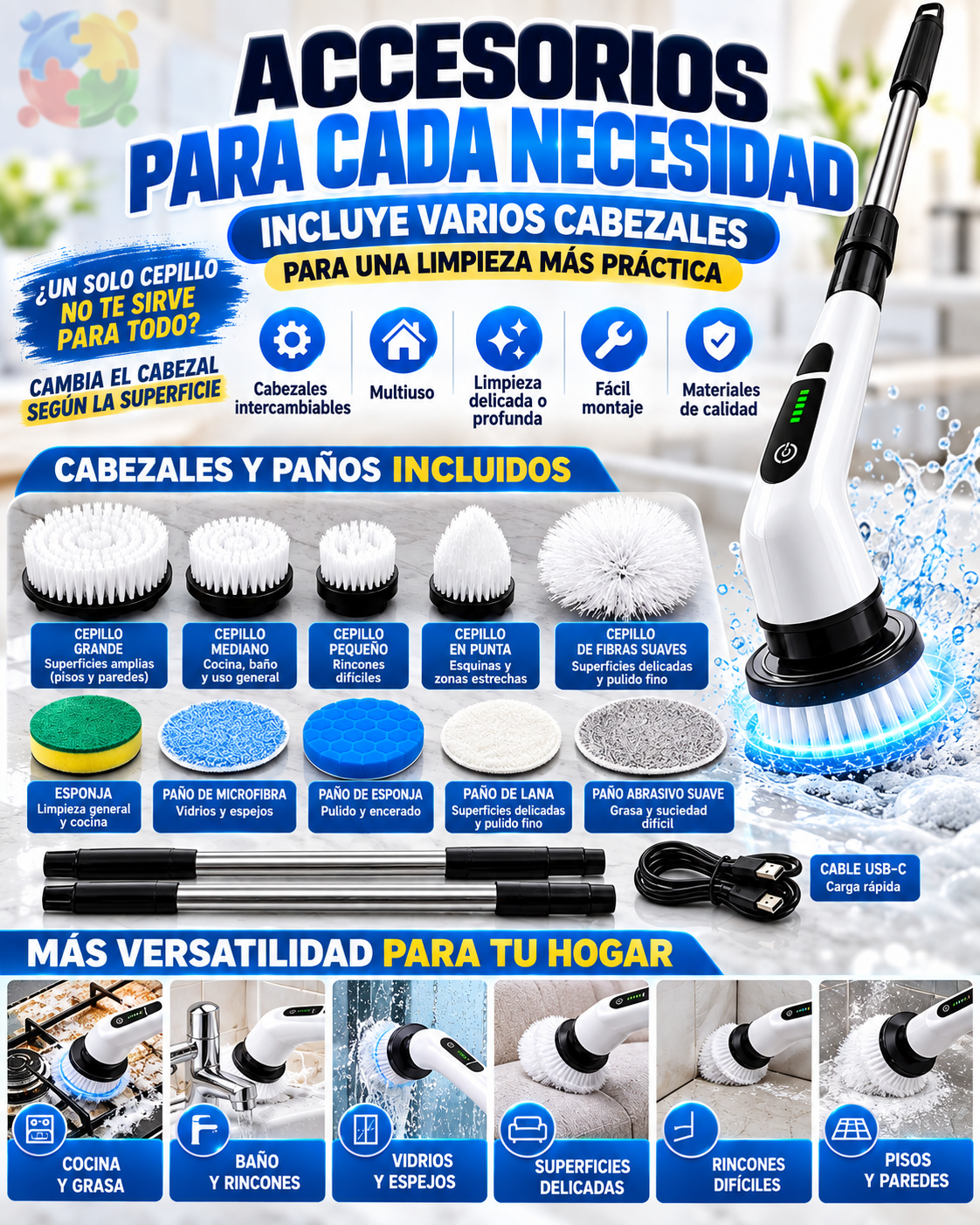 CEPILLO DE LIMPIEZA MULTIFUNCIONAL 9 EN 1