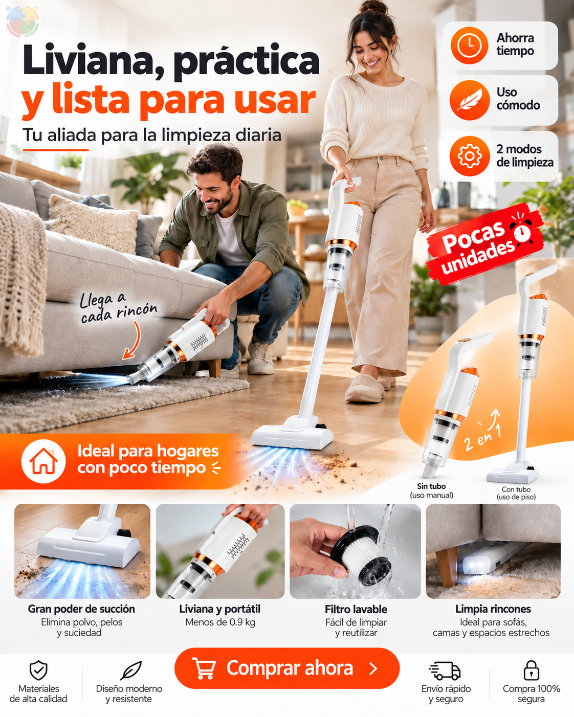 🧹 ASPIRADORA INALÁMBRICA 2 EN 1