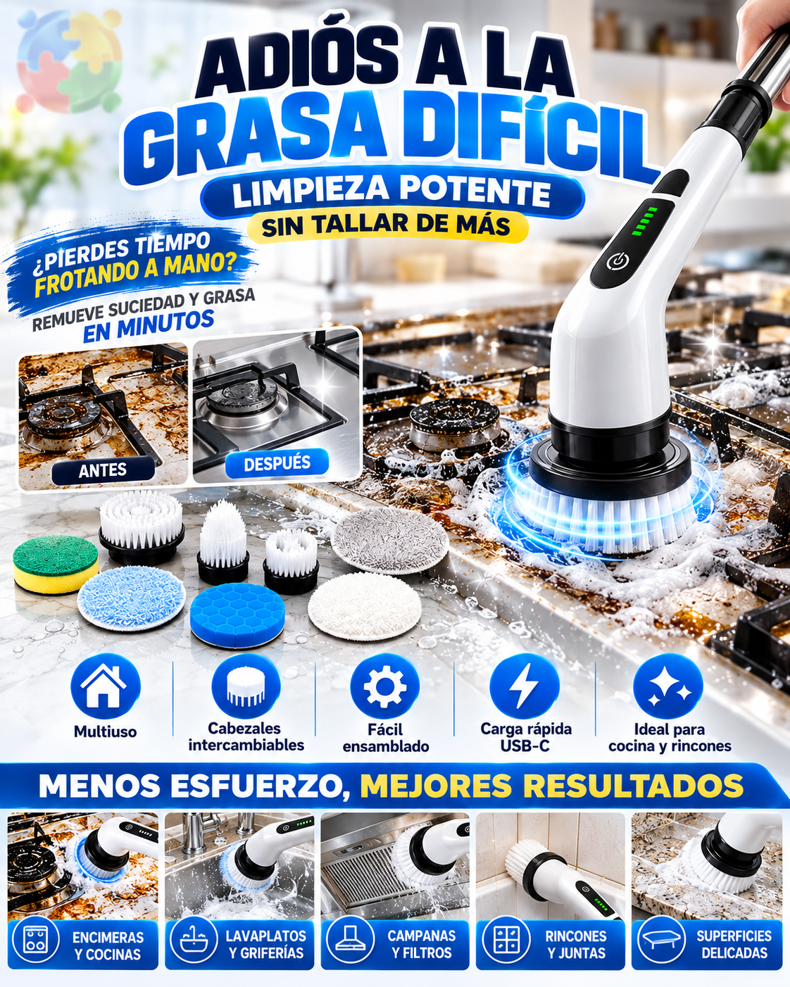 CEPILLO DE LIMPIEZA MULTIFUNCIONAL 9 EN 1