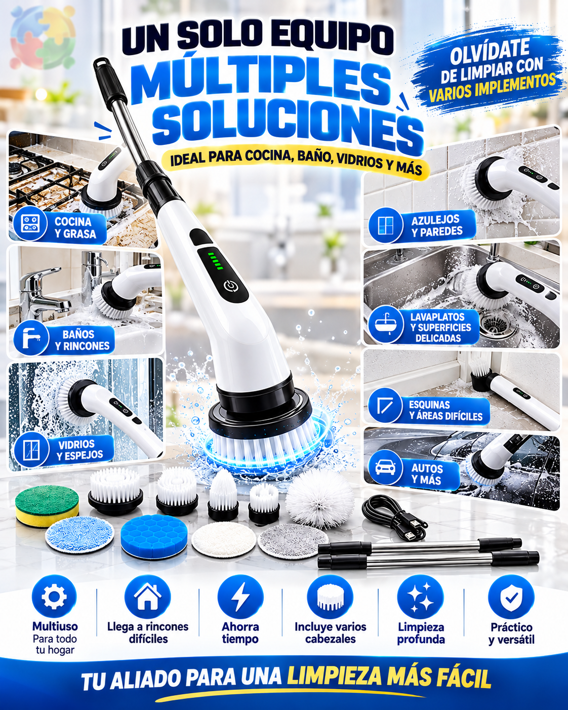 CEPILLO DE LIMPIEZA MULTIFUNCIONAL 9 EN 1