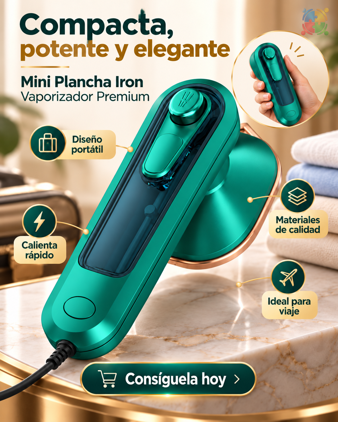 MINI PLANCHA IRON VAPORIZADOR PREMIUM