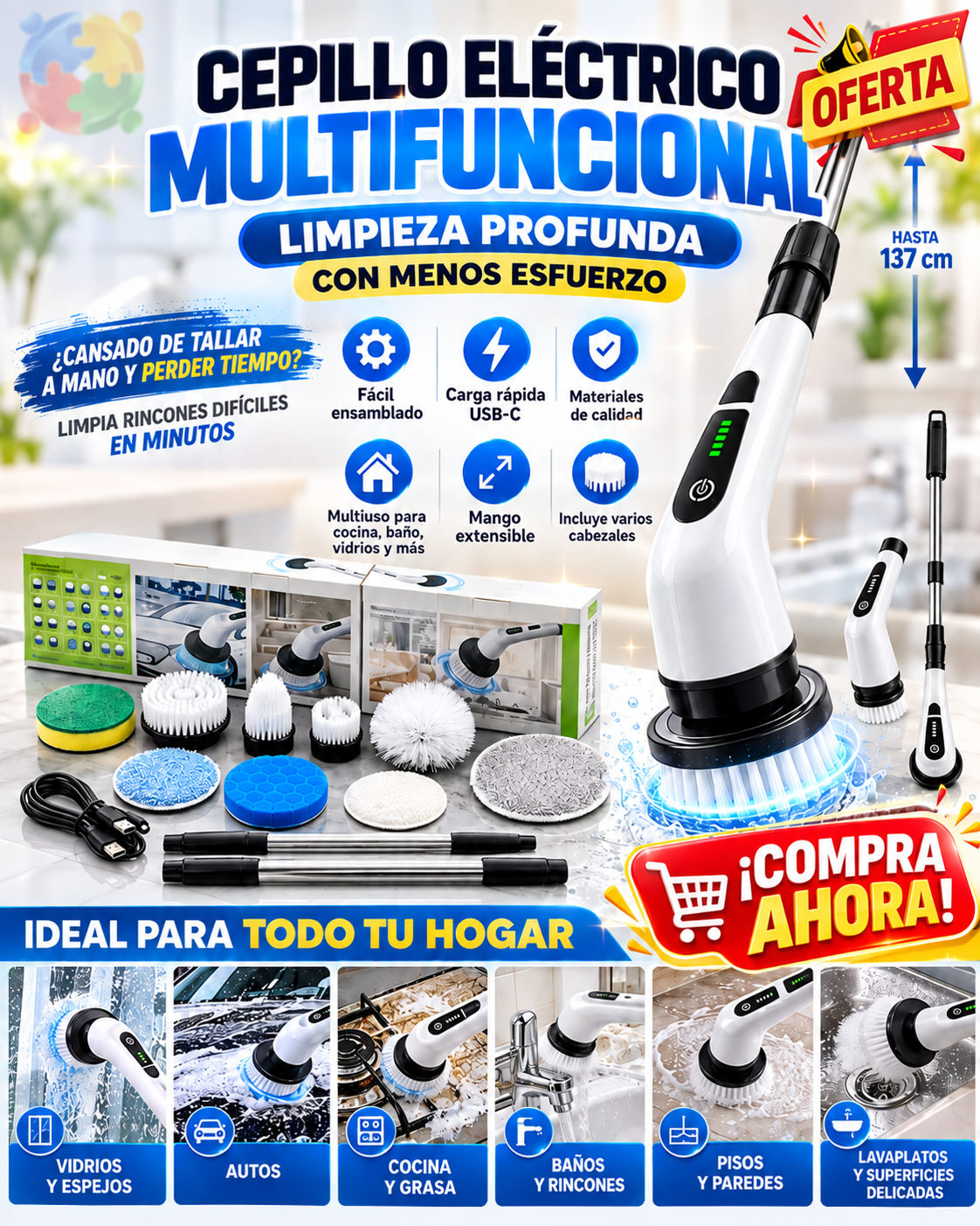 CEPILLO DE LIMPIEZA MULTIFUNCIONAL 9 EN 1