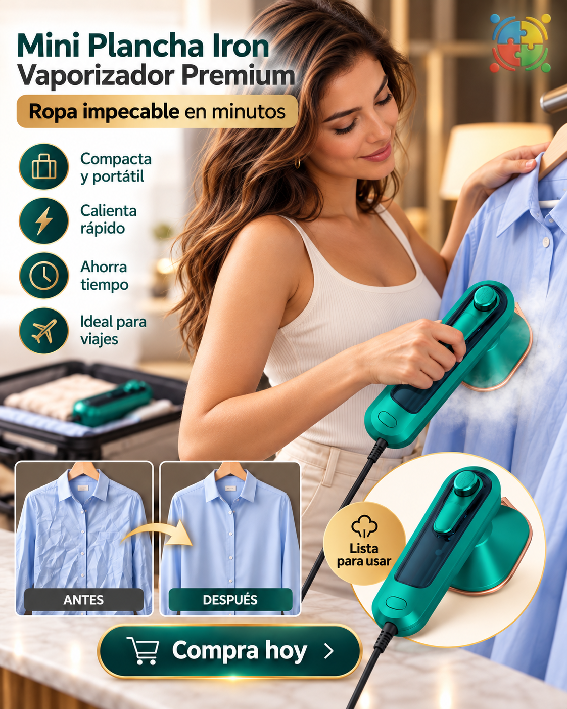 MINI PLANCHA IRON VAPORIZADOR PREMIUM