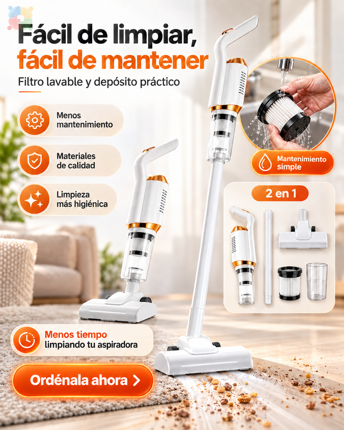 🧹 ASPIRADORA INALÁMBRICA 2 EN 1